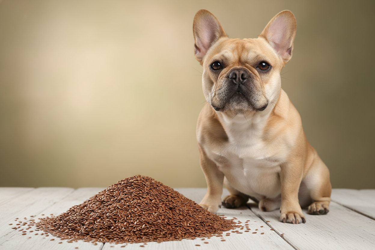 flax seed with french bulldog